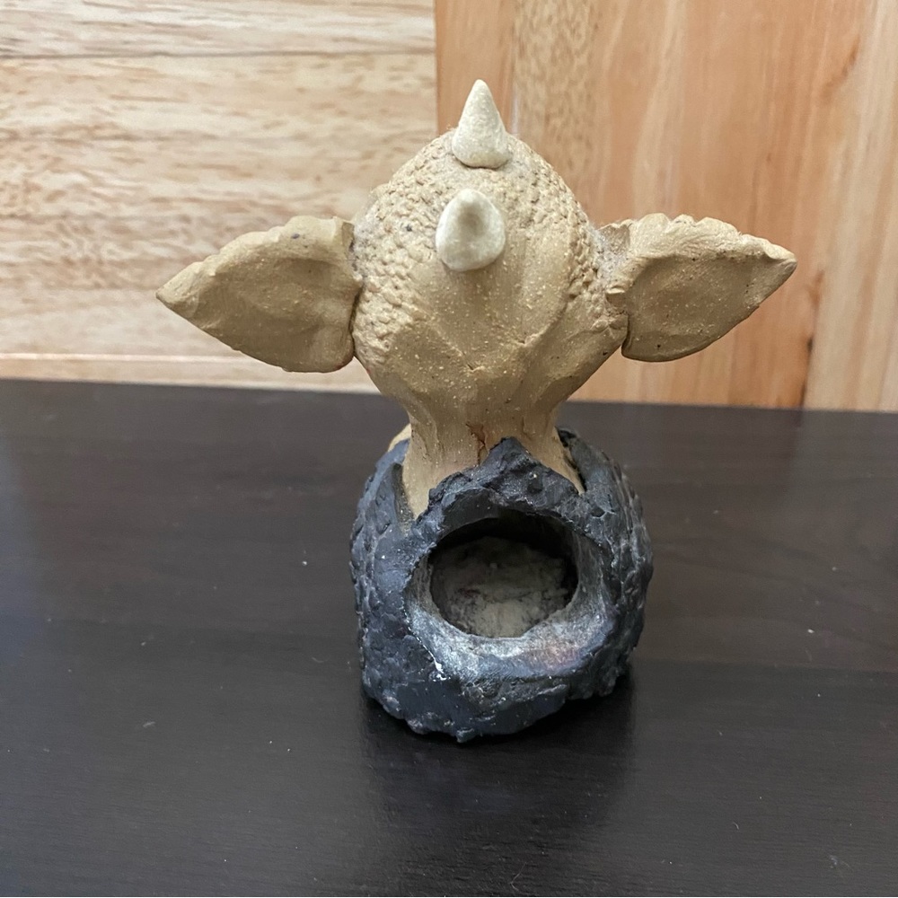 Adorable Kitsch Dragon Incense Burner Clay Pottery Figurine - Picture 4 of 12